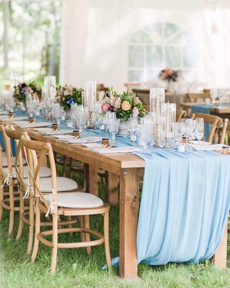 B.Cool Chiffon Table Runner 27x120 Inches Baby Blue Sheer Fabric Long Table Runners for Wedding Birthday Party Easter Baby Bridal Shower Decorations 10ft - Image 2